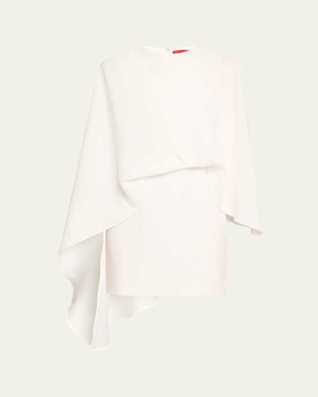 Laure Asymmetric Draped Crepe Mini Dress
